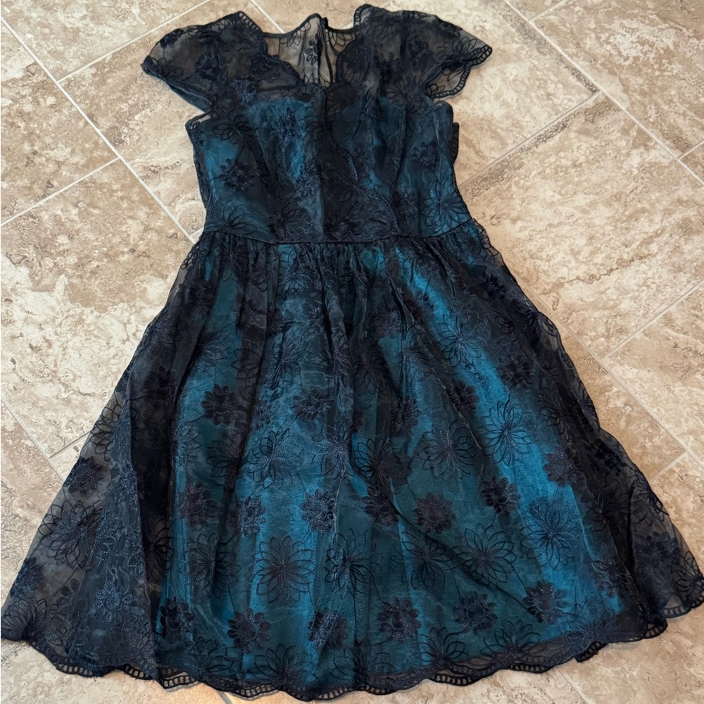Voodoo Vixen Green and Blue Ruffled Tiered Sundress